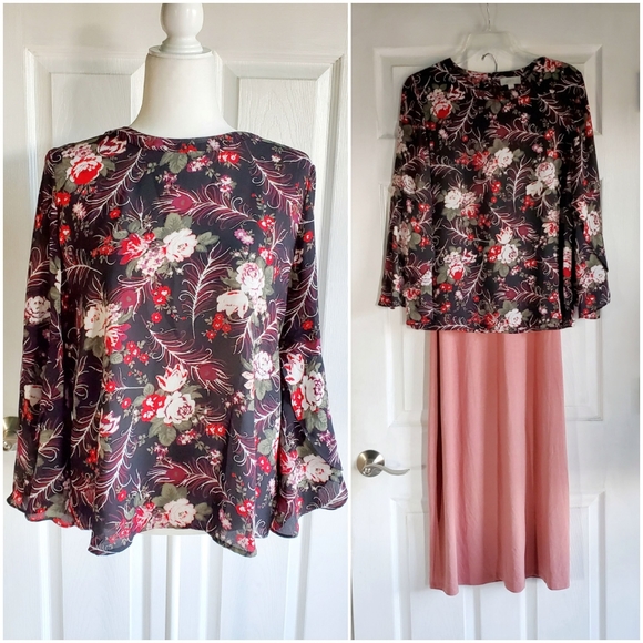 Loft Petite Women's Top Medium Black - Picture 2 of 16